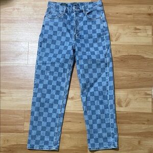 Wild Fable Blue Checkered Straight Jeans